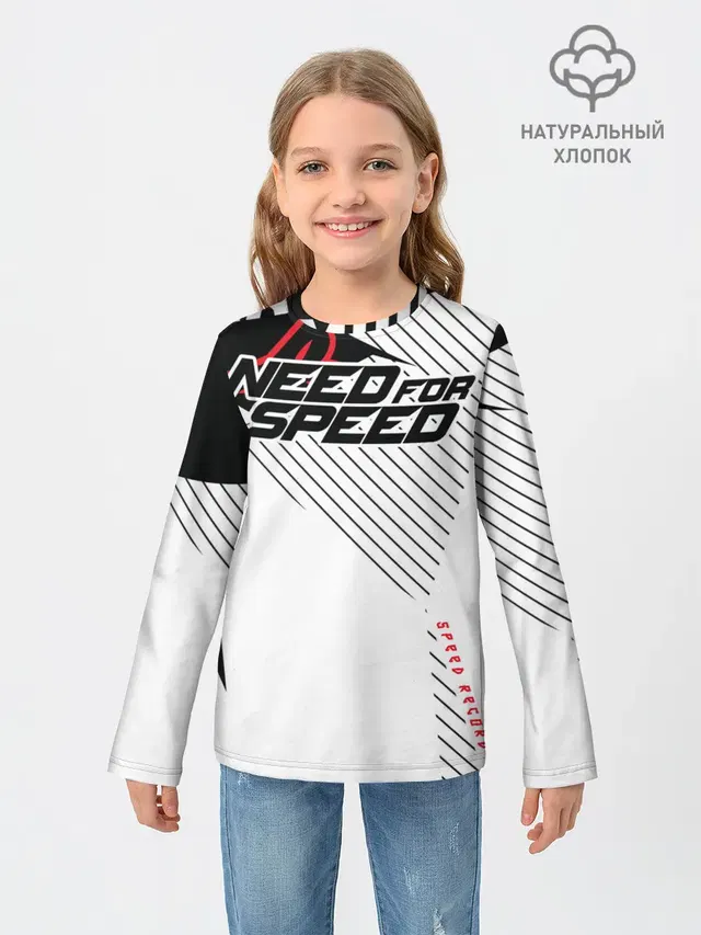 Детский лонгслив с принтом «Champion — Need for Speed»