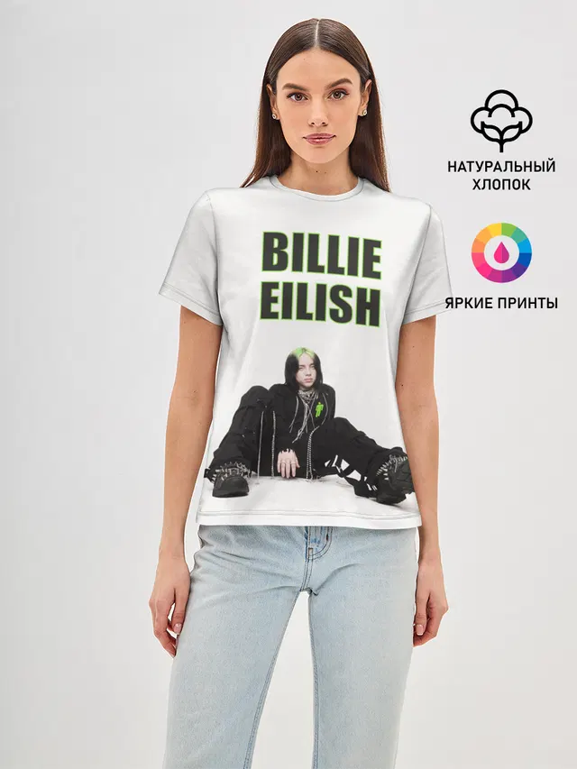 Женская базовая футболка с принтом «Billie Eilish»