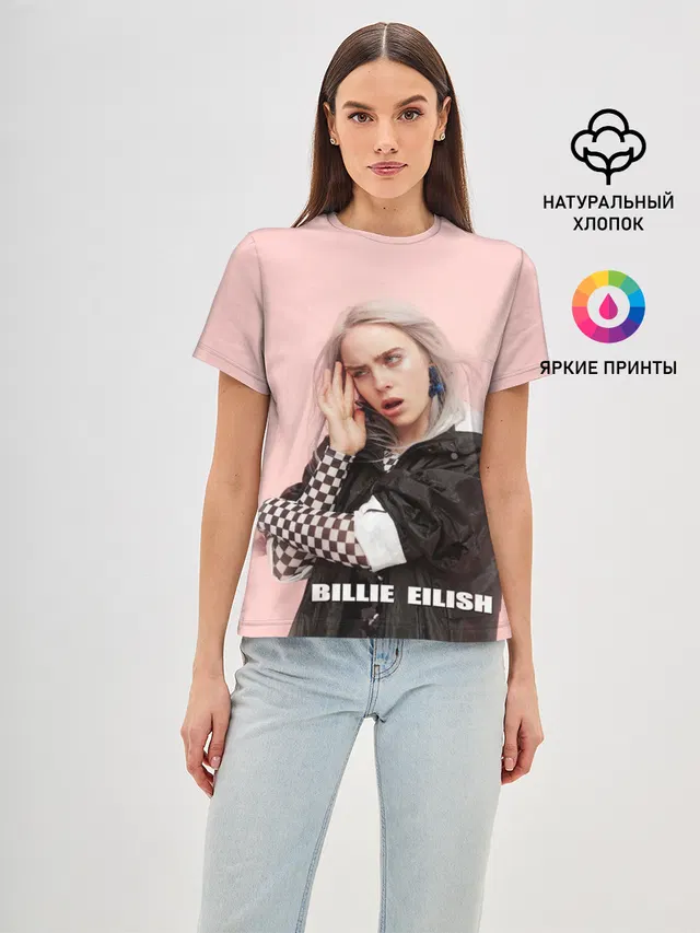 Женская базовая футболка с принтом «Billie Eilish»