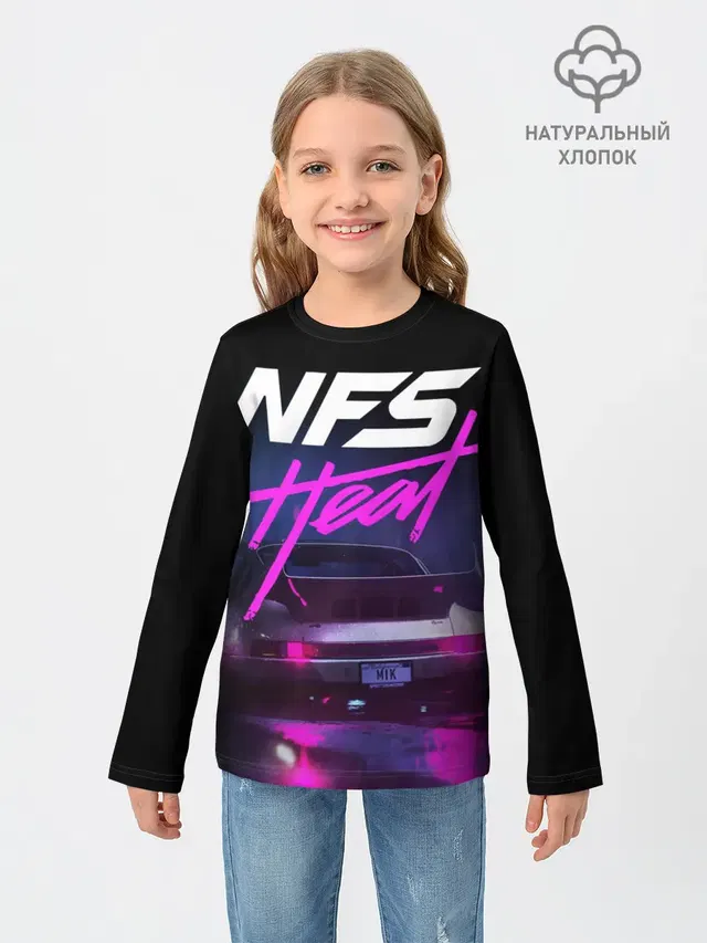 Детский лонгслив с принтом «NFS — Need For Speed Heat»
