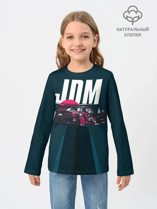 Детский лонгслив с принтом «Anime girl — JDM»