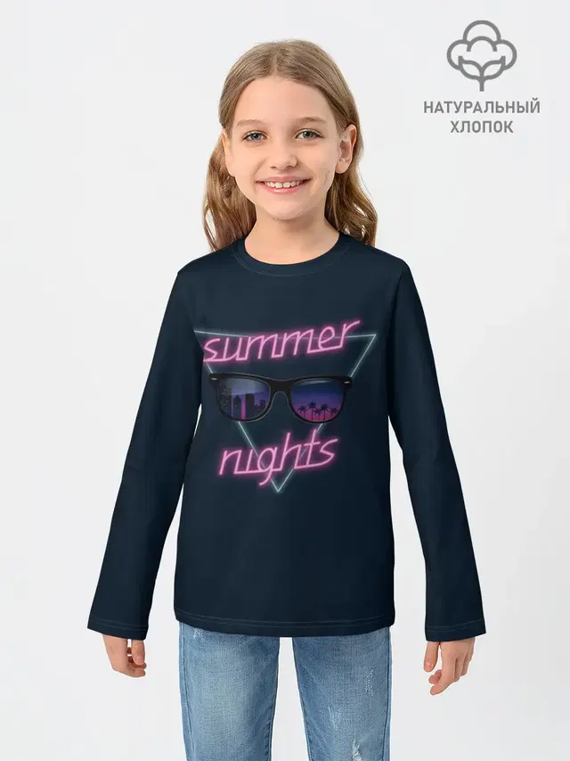 Детский лонгслив с принтом «Summer Nights»