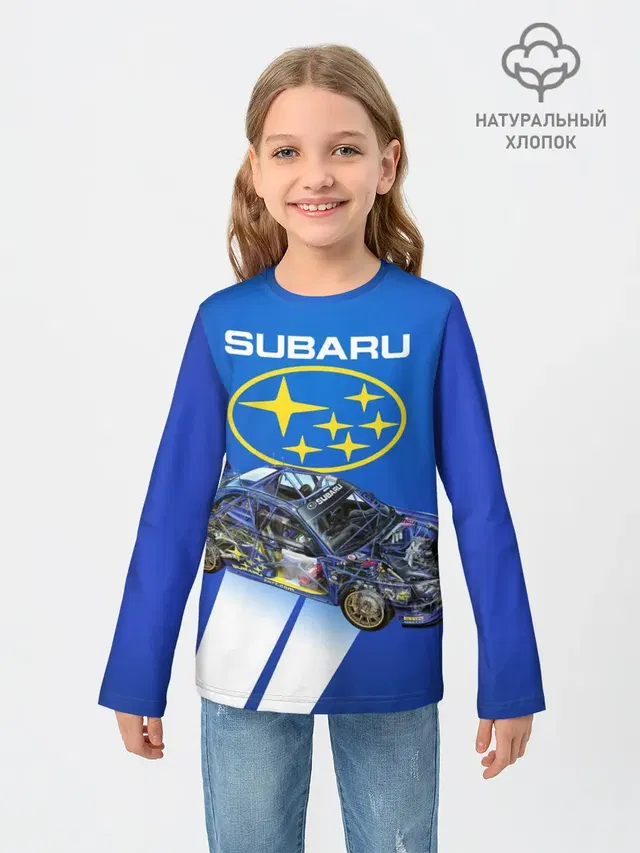 Детский лонгслив с принтом «Subaru»