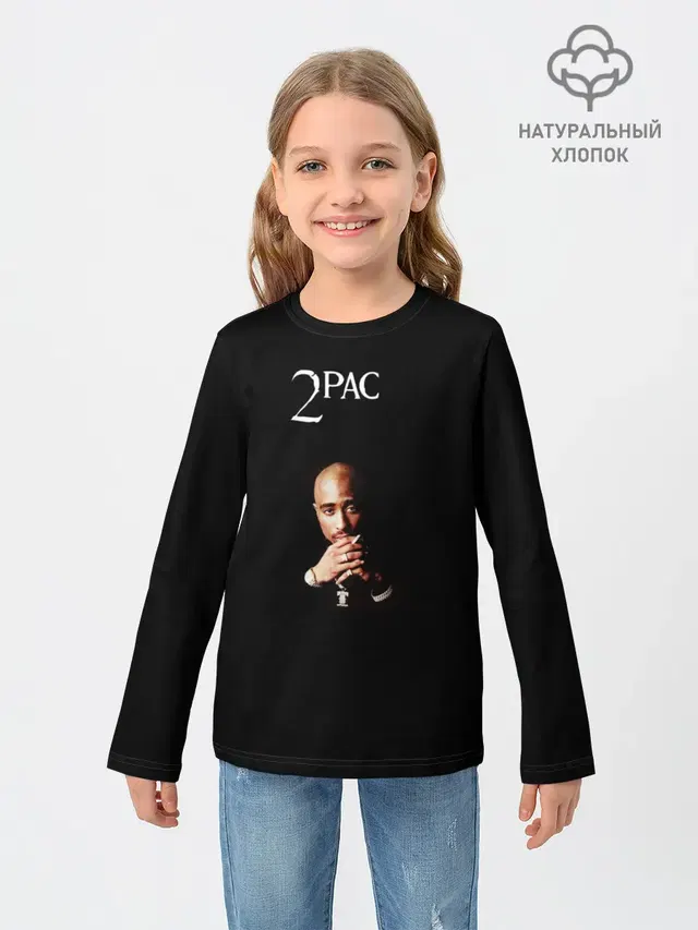 Детский лонгслив с принтом «Зарубежные — 2Pac»