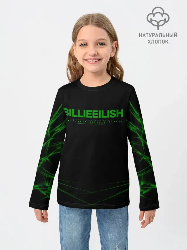 Детский лонгслив с принтом «Billie Eilish»