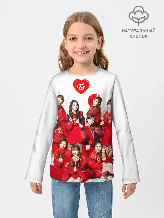 Детский лонгслив с принтом «Twice»