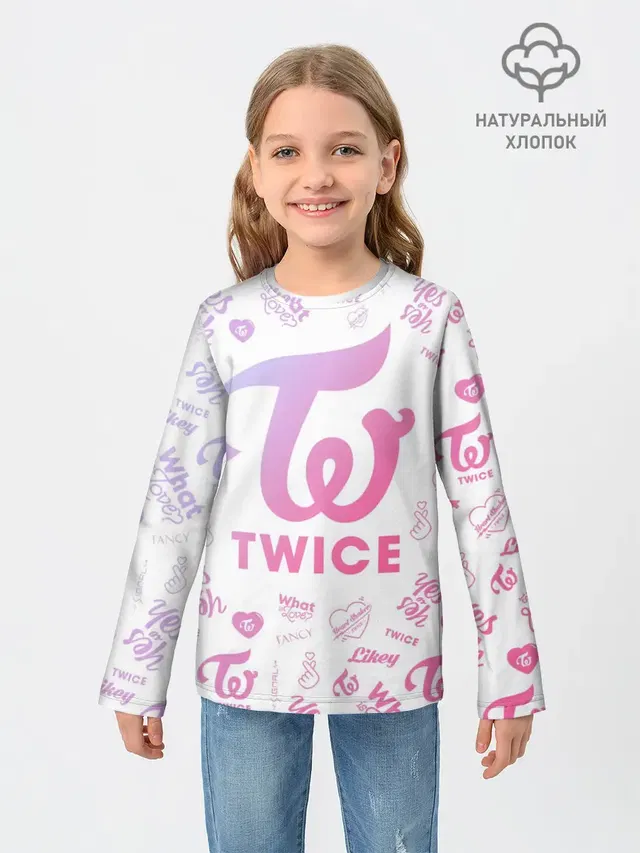 Детский лонгслив с принтом «Twice»