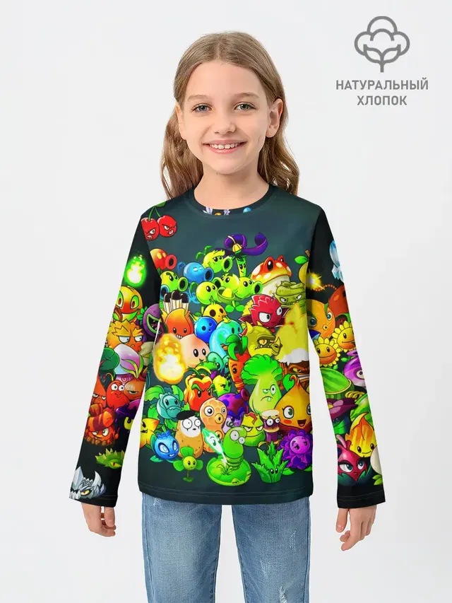 Детский лонгслив с принтом «Plants vs. Zombies»