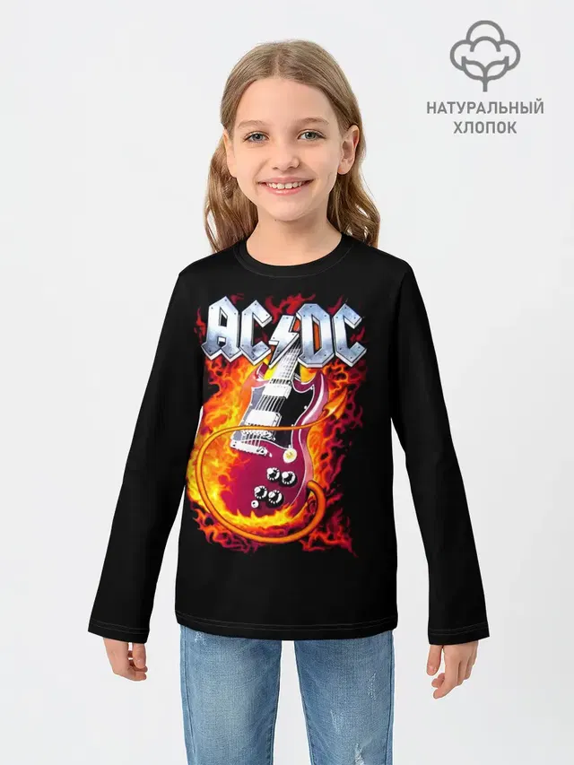 Детский лонгслив с принтом «AC/DC»