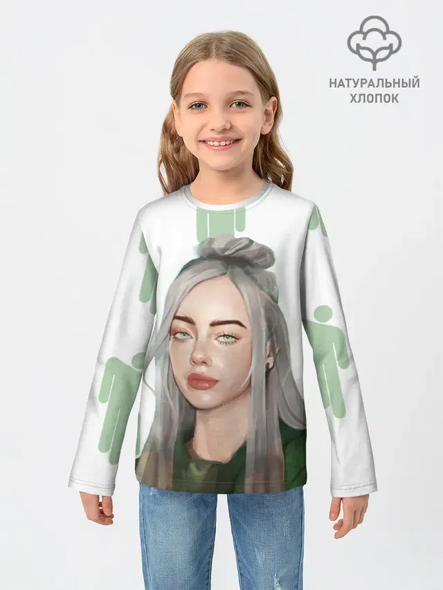 Детский лонгслив с принтом «Billie Eilish»