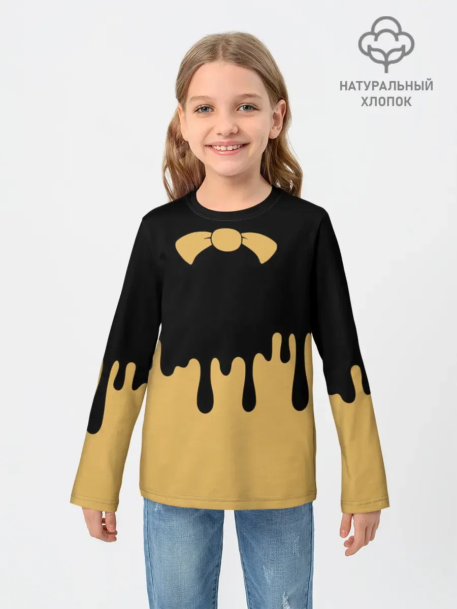 хлопковый лонгслив «Bow tie» — мерч купить — принт крупно