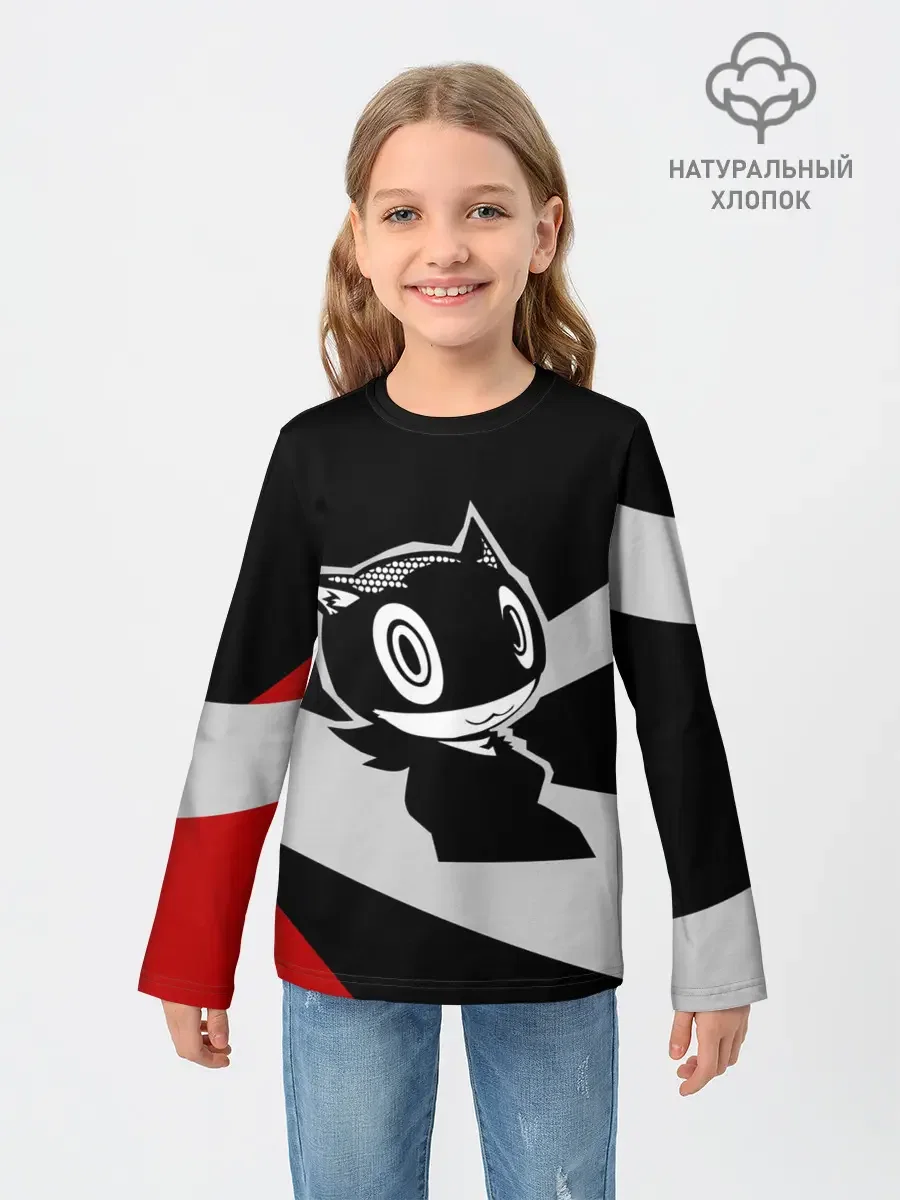 Детский лонгслив с принтом «Persona 5 — Morgana», вид спереди
