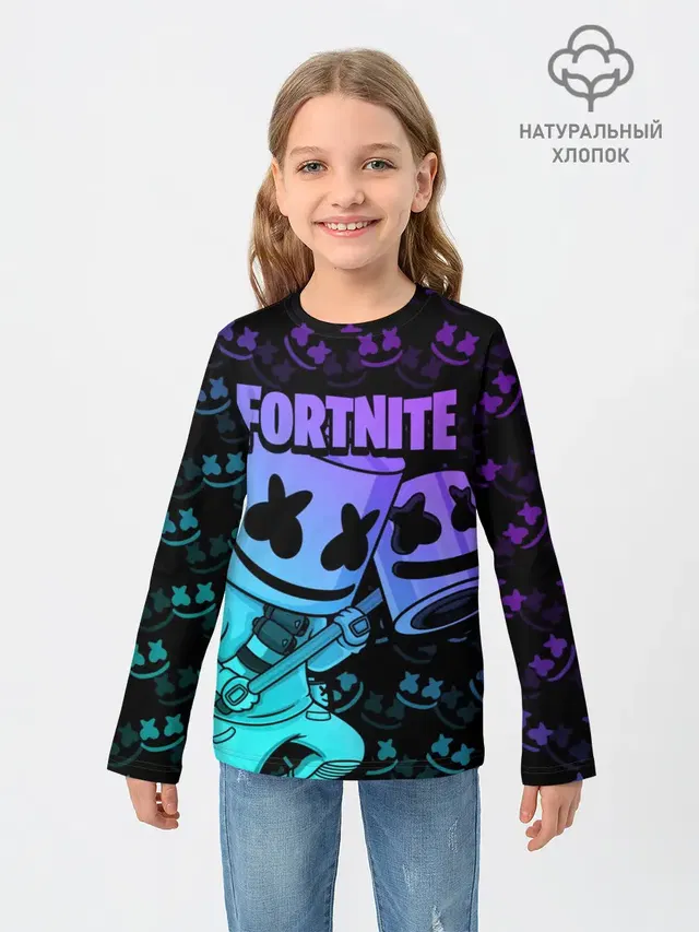 Детский лонгслив с принтом «Фортнайт — FORTNITE MARSHMELLO»