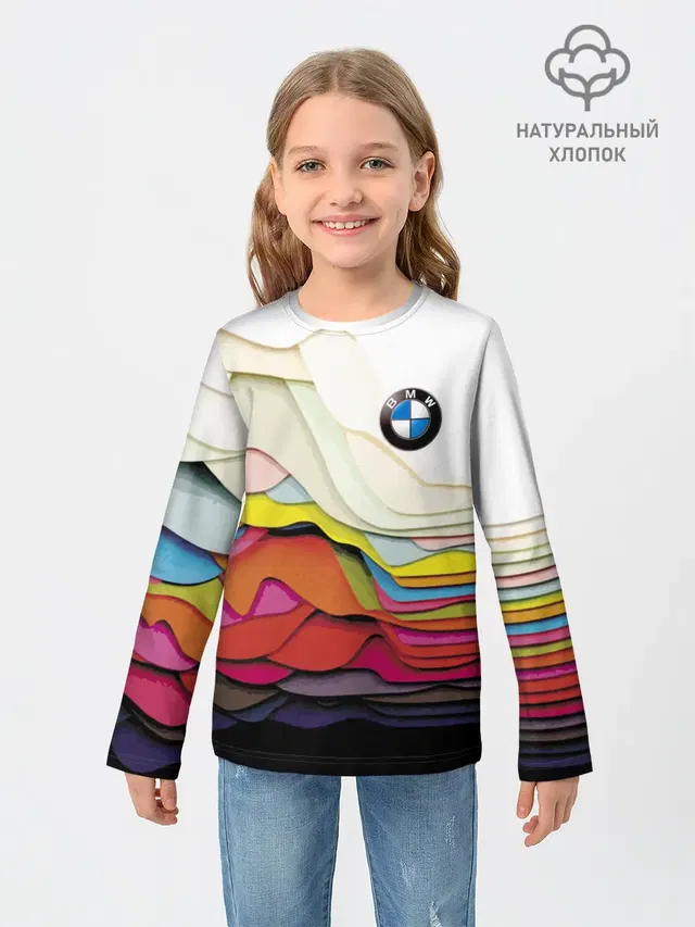 Детский лонгслив с принтом «BMW — Color»