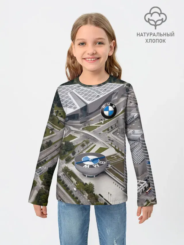 Детский лонгслив с принтом «BMW — BMW city»