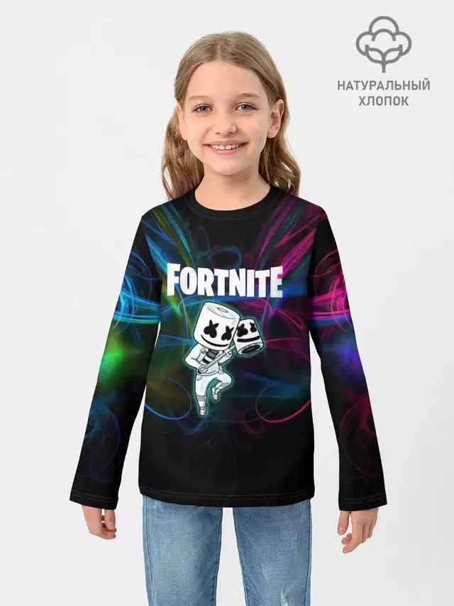 Детский лонгслив с принтом «Фортнайт — Fortnite x Marshmallow.»