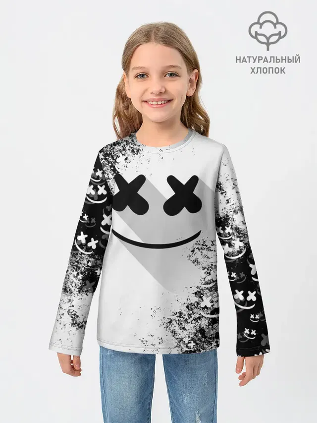 Детский лонгслив с принтом «Marshmello»