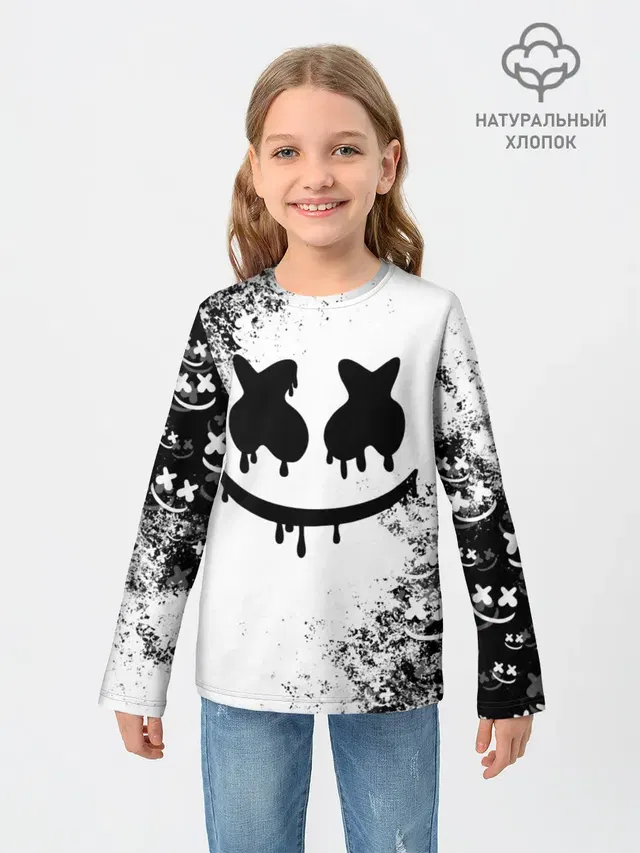 Детский лонгслив с принтом «Marshmello»