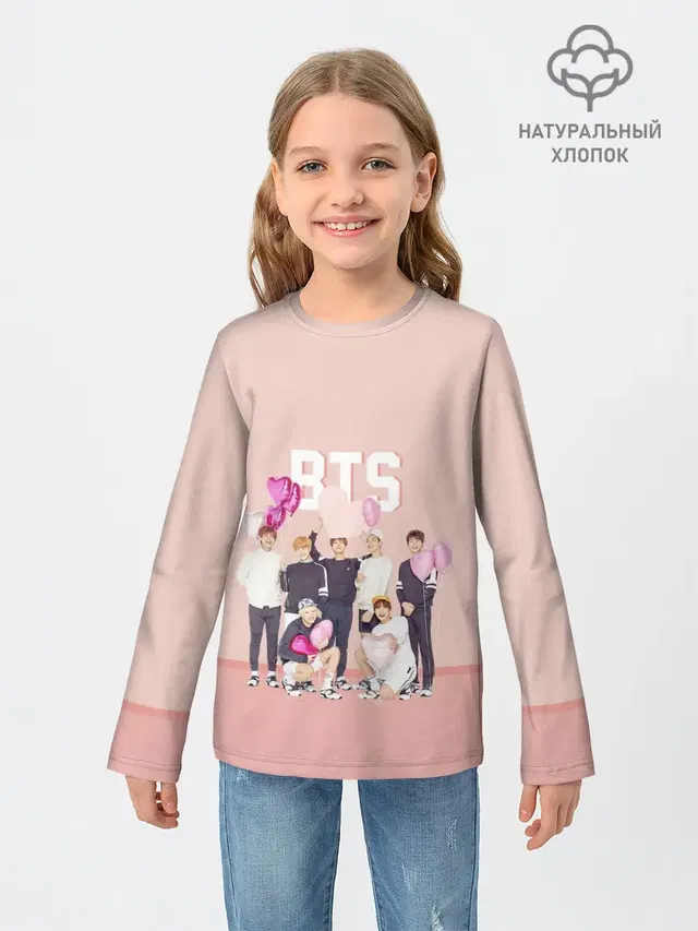 Детский лонгслив с принтом «BTS»