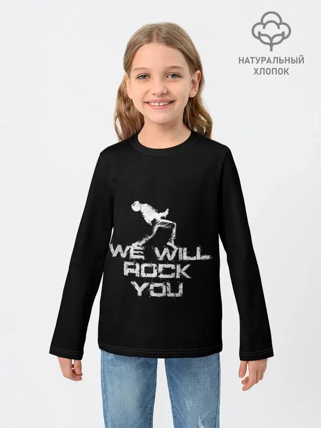 Детский лонгслив с принтом «Queen — Queen. We Will Rock You»