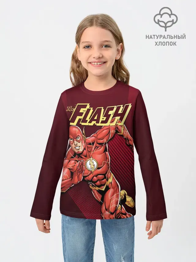 Детский лонгслив с принтом «Флэш — The Flash»