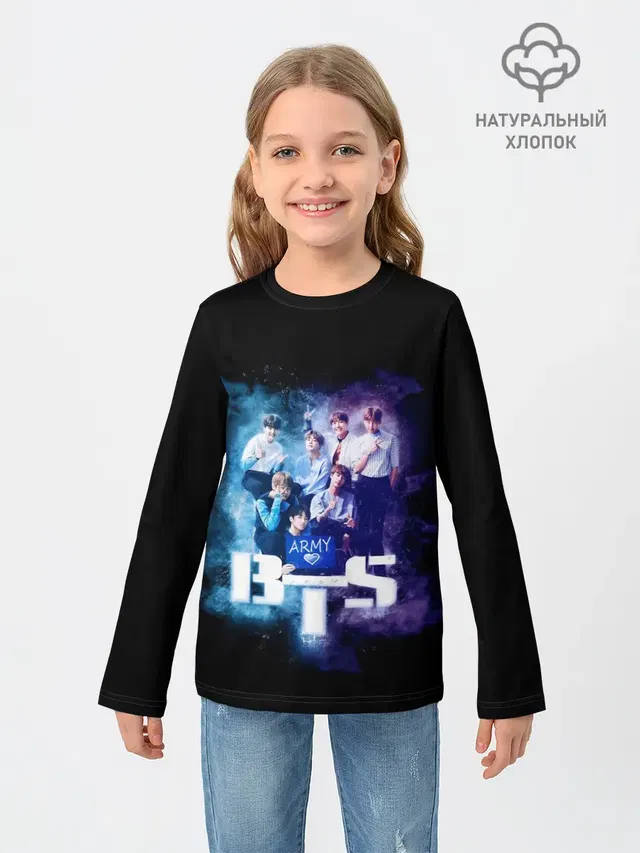 Детский лонгслив с принтом «BTS»