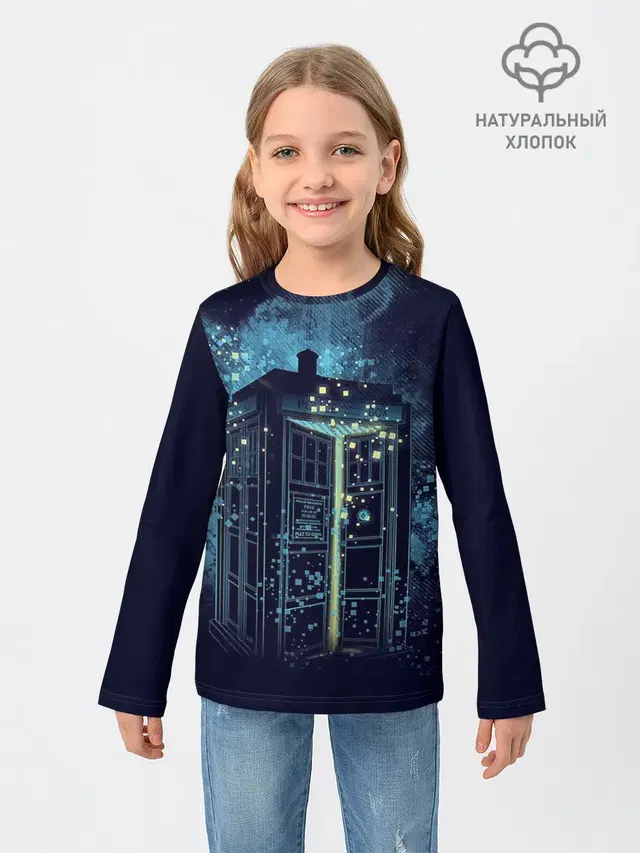 Детский лонгслив с принтом «Police box»