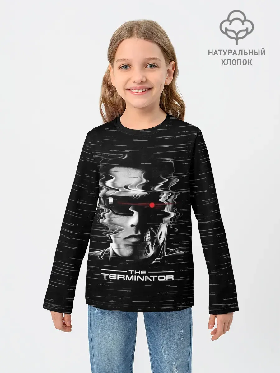 хлопковый лонгслив «The Terminator» — мерч купить — принт крупно