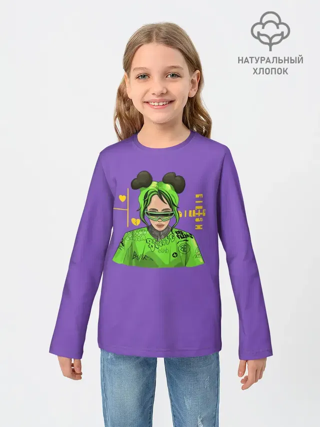 Детский лонгслив с принтом «Billie Eilish — Billie Eilish Purple»