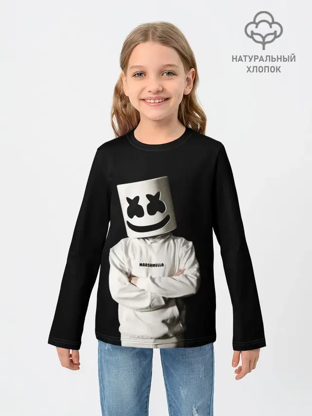 Детский лонгслив с принтом «Marshmello»