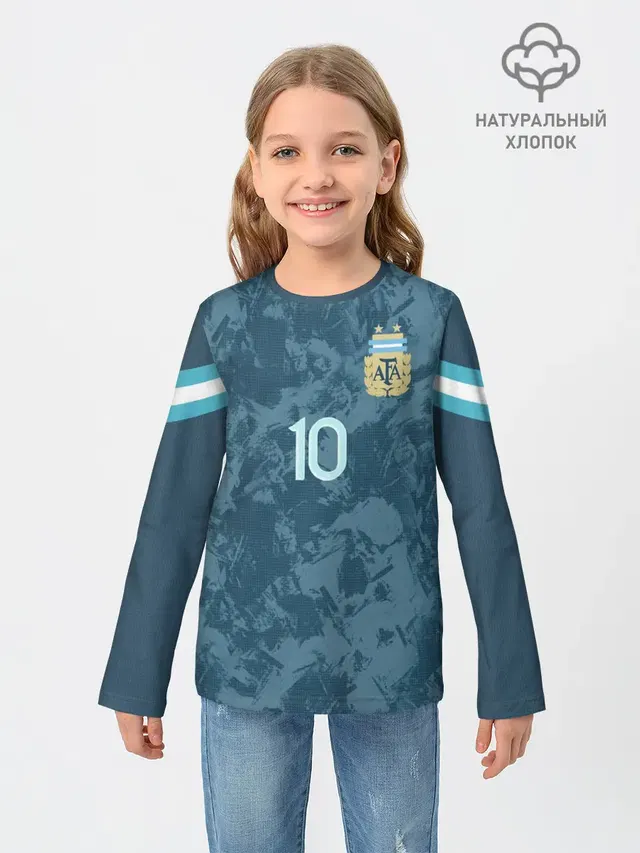 Детский лонгслив с принтом «Лионель Месси — Messi away Copa America 2020»