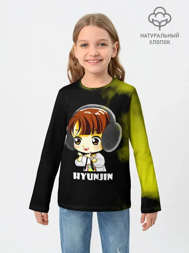 Детский лонгслив с принтом «Stray Kids — Hyunjin»