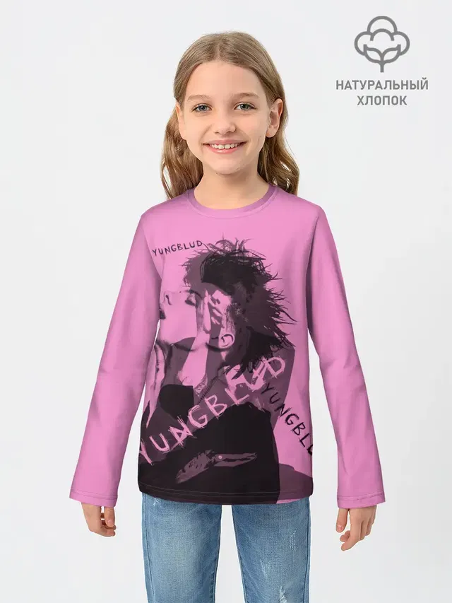 Детский лонгслив с принтом «YUNGBLUD — Yungblud Yungblud Yungblud»