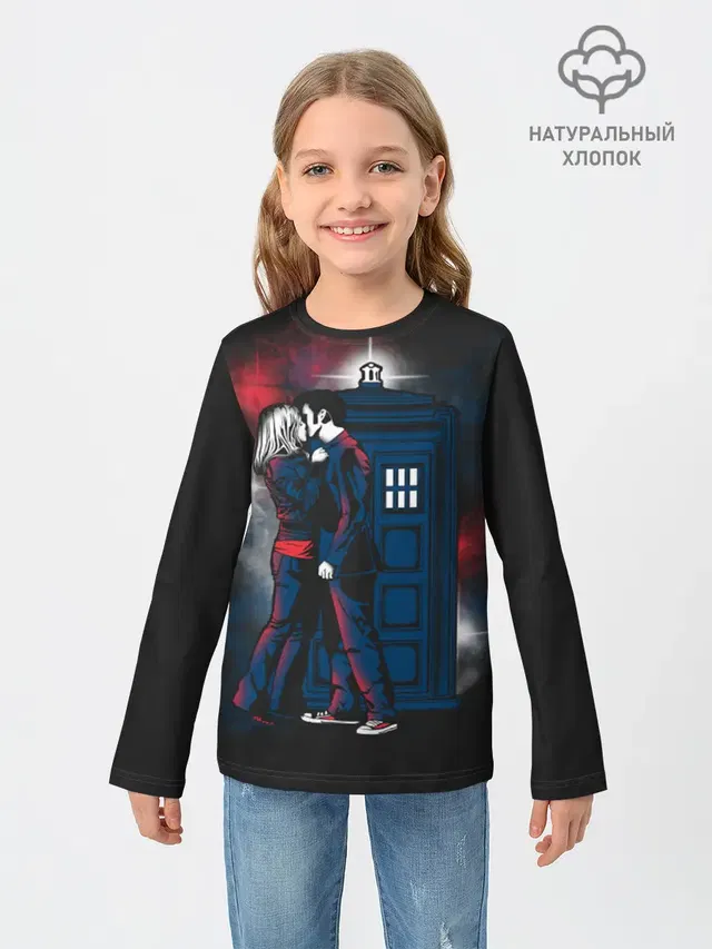 Детский лонгслив с принтом «Tardis Тардис»