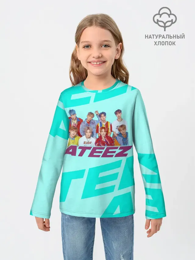 Детский лонгслив с принтом «Ateez»
