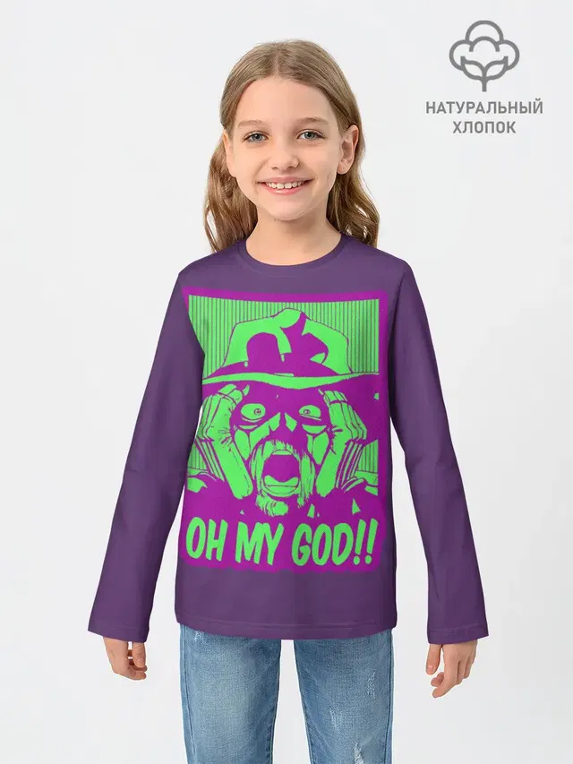 Детский лонгслив с принтом «ДжоДжо — Oh my good!!»