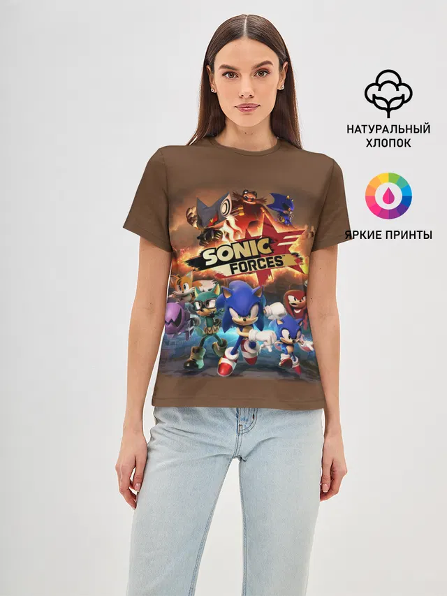 Женская базовая футболка с принтом «Sonic Forces»