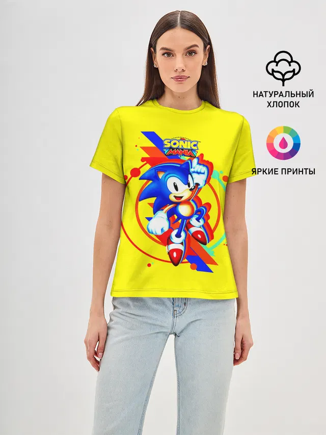 Женская базовая футболка с принтом «Sonic Mania»