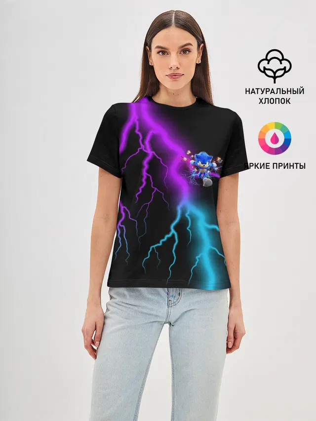 Женская базовая футболка с принтом «Lightning»
