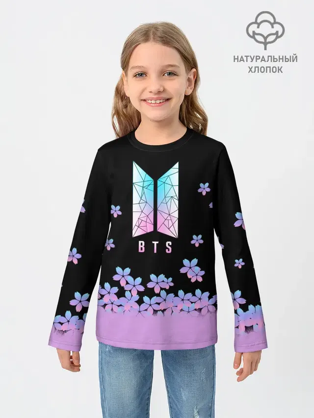 Детский лонгслив с принтом «BTS»