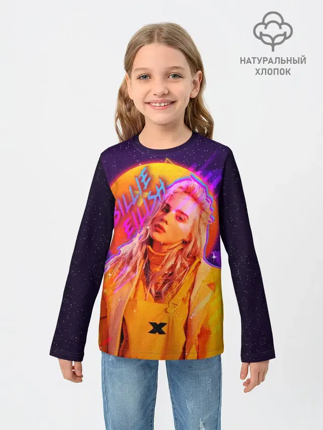 Детский лонгслив с принтом «Billie Eilish»