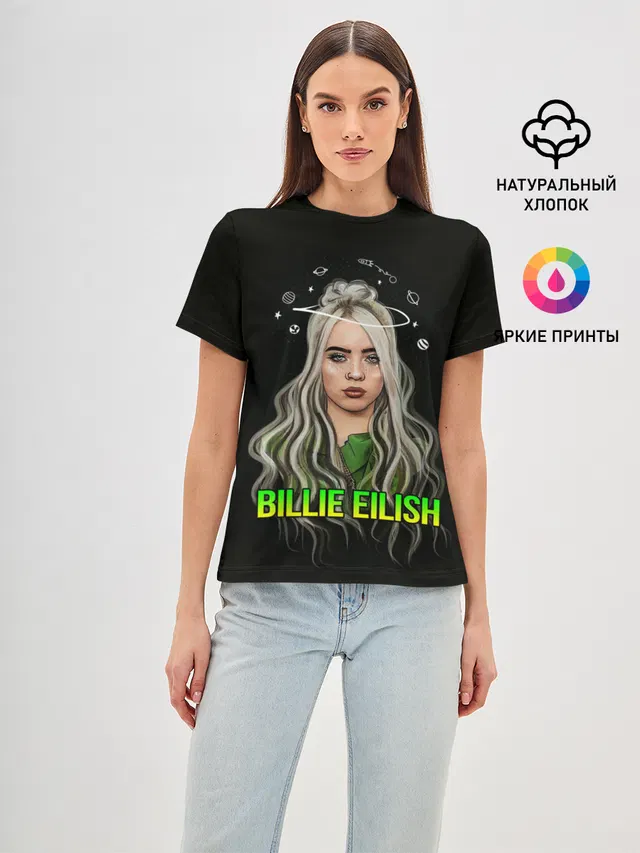 Женская базовая футболка с принтом «Billie Eilish»