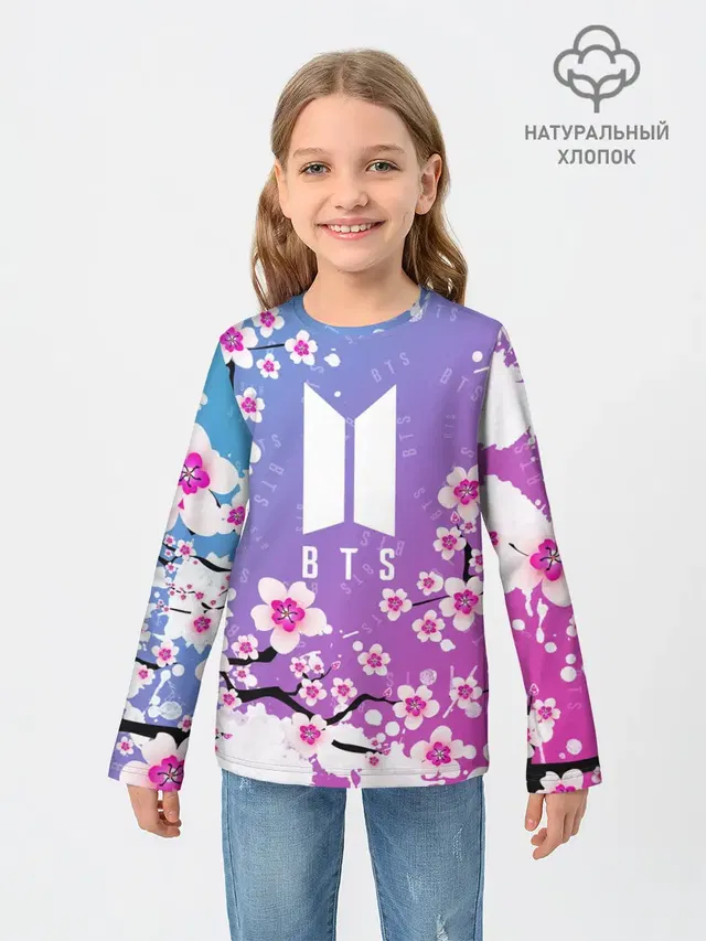Детский лонгслив с принтом «BTS»