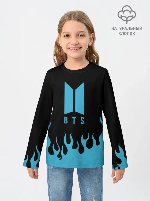 Детский лонгслив с принтом «BTS»