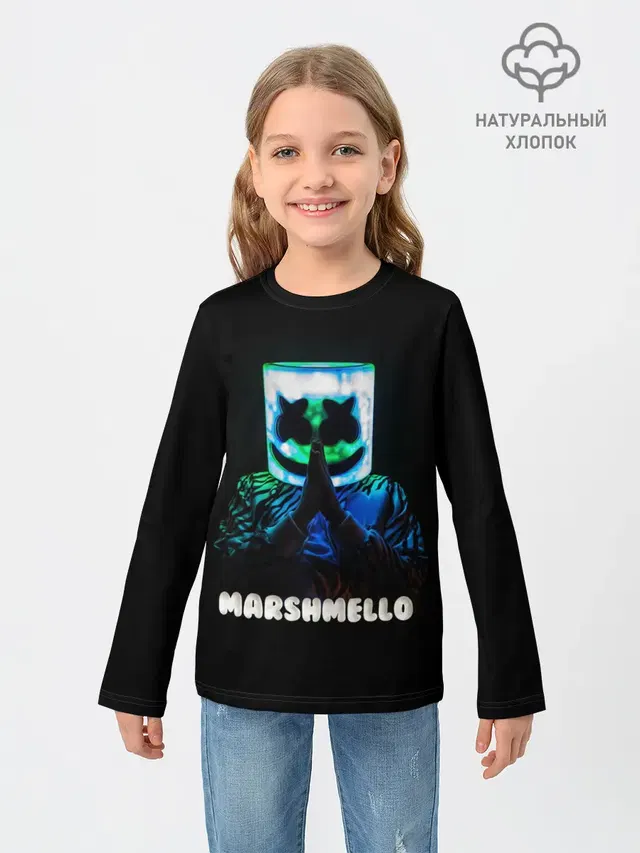Детский лонгслив с принтом «Marshmello»