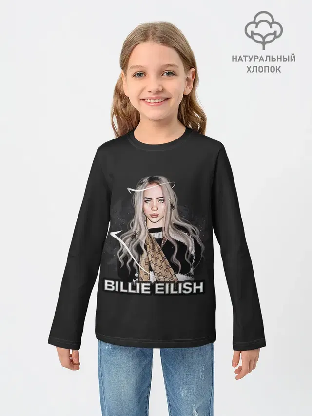 Детский лонгслив с принтом «Billie Eilish»