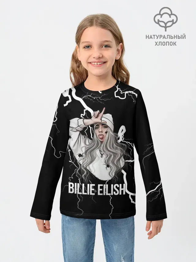 Детский лонгслив с принтом «Billie Eilish»