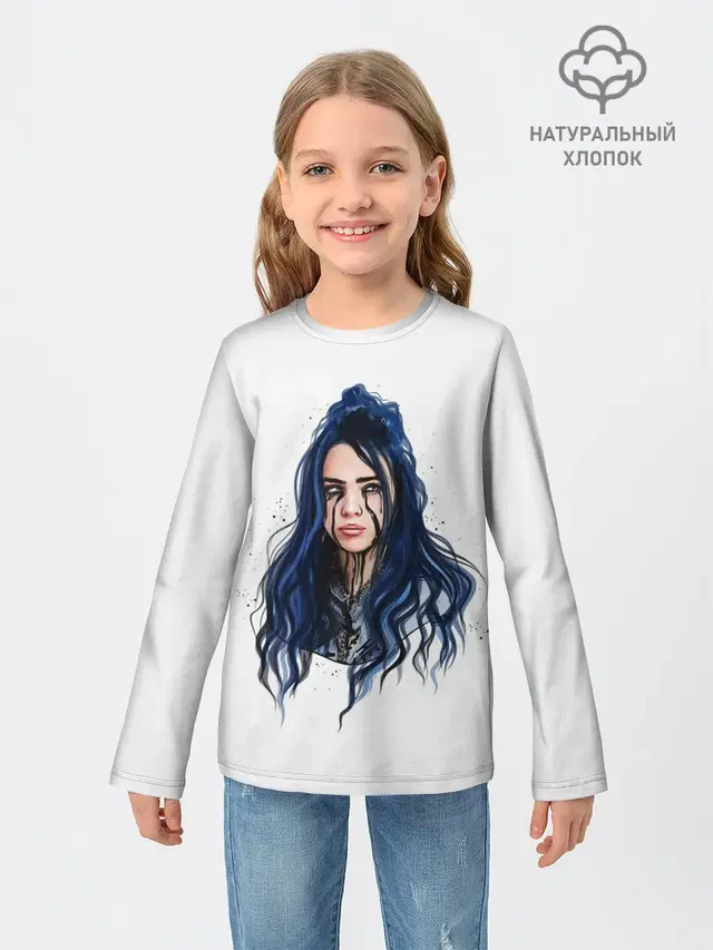 Детский лонгслив с принтом «Billie Eilish»