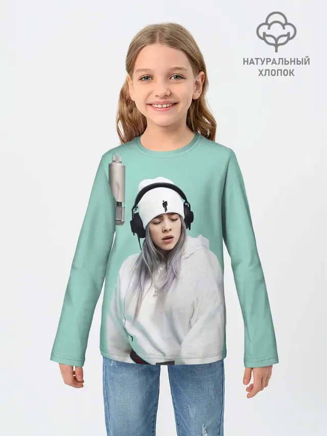 Детский лонгслив с принтом «Billie Eilish»