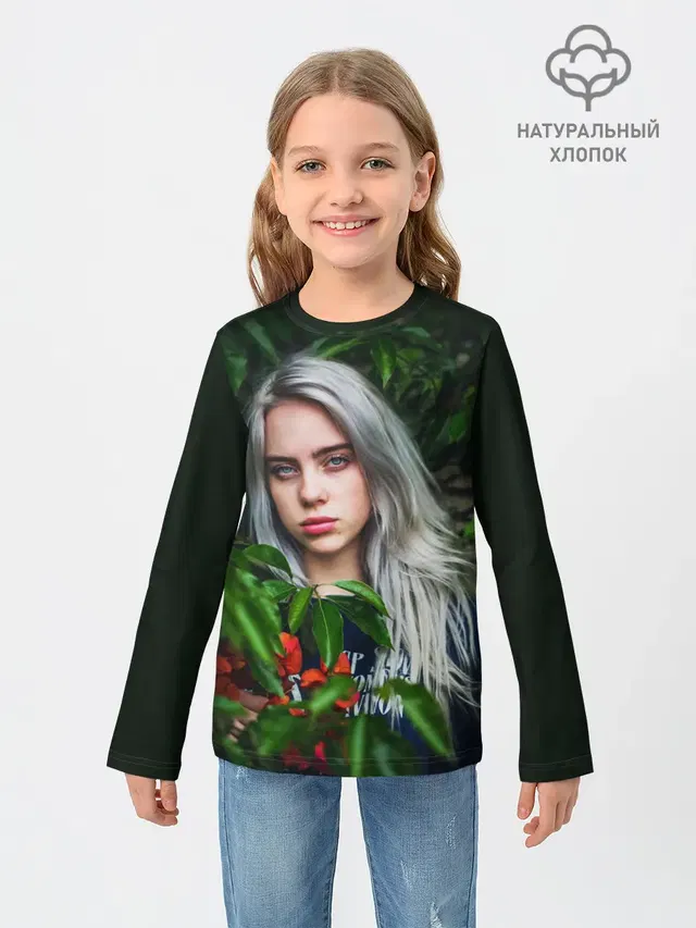 Детский лонгслив с принтом «Billie Eilish»